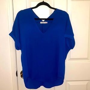 Lush Blue V-Neck Blouse